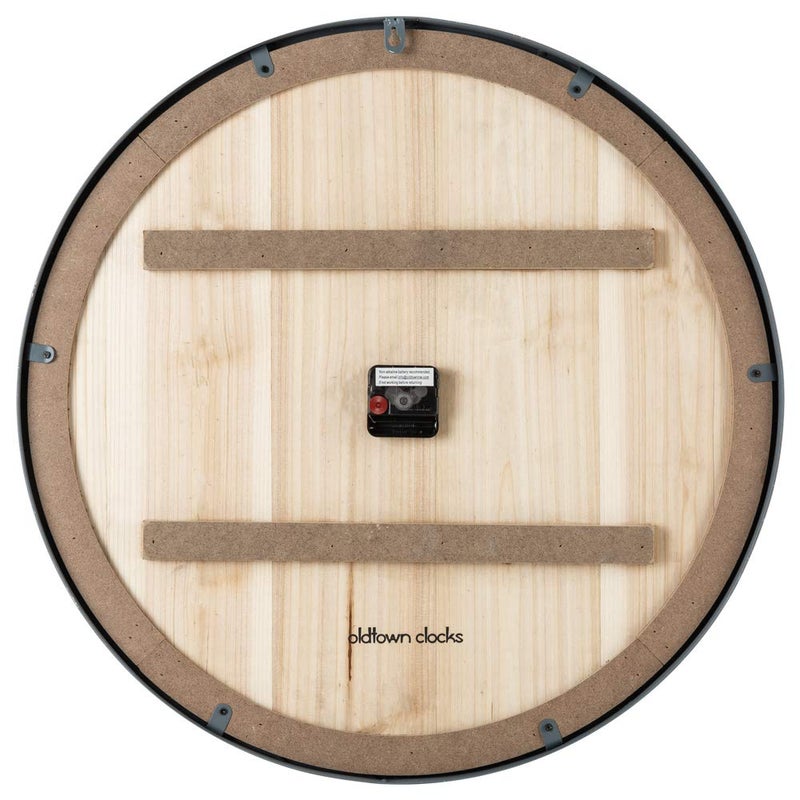 Oldtown Clocks Oldtown Farmhouse Metal & Solid Wood Noiseless Wall Clock (Whitewash, 24-inch) - Image 4